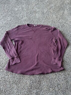 GAP Waffle Knit Long Sleeve Top Womens Small Purple Thermal Shirt